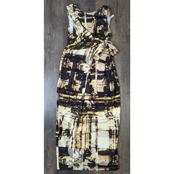 NWT ASOS Tie Maternity Long Dress Size 4 Women's Yellow Sleeveless - Picture 1 of 7
